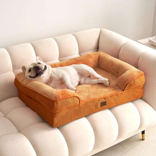 Orthopedic Dog Beds Large Sized Dog (Pumpkin Orange / 36.0"l X 27.0"w X 6.5"th)