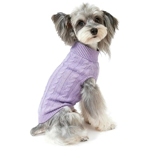 Dog Sweater Soft Warm Turtleneck Knitted Clothes for Small Medium Large Pet (Medium Purple / XX-Small)