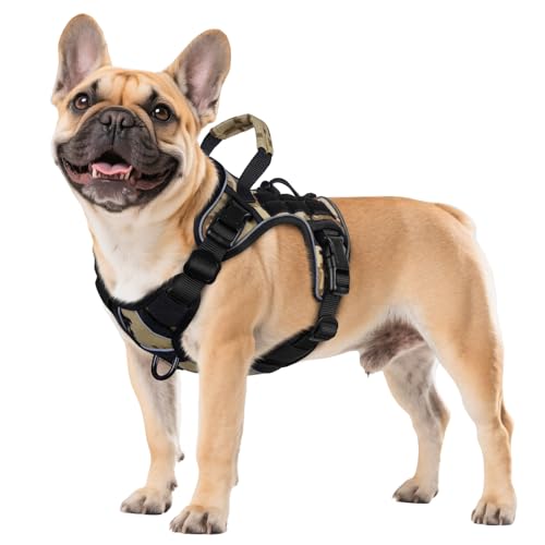 Tactical Dog Harness for Small Dogs (Camo / Small: 15-30 lbs (Chest:20-26",Neck:15-18"))