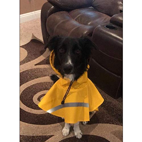 Large Dog Raincoat Adjustable Pet Water Proof Clothes Lightweight Rain Jacket Poncho Hoodies with Strip Reflective (Medium (Pack of 1) / Yellow)