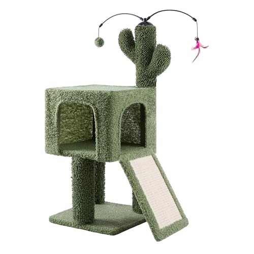 32" Cactus Cat Tree for Indoor Cats (Green / 32'')