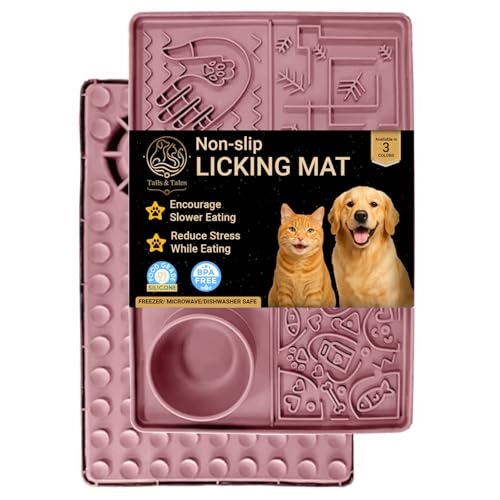 Dog Lick Mat Large 11.2 x 16.7 in Slow Feeder with Strong Suction (Pink)