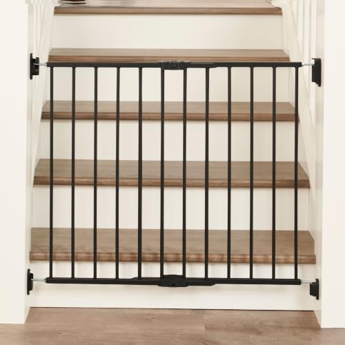 Safety 24" 40.5" Extra Wide Baby Gate for Top of Stairs & Dooways (Black / 24-40.5"W x 28.75"H)