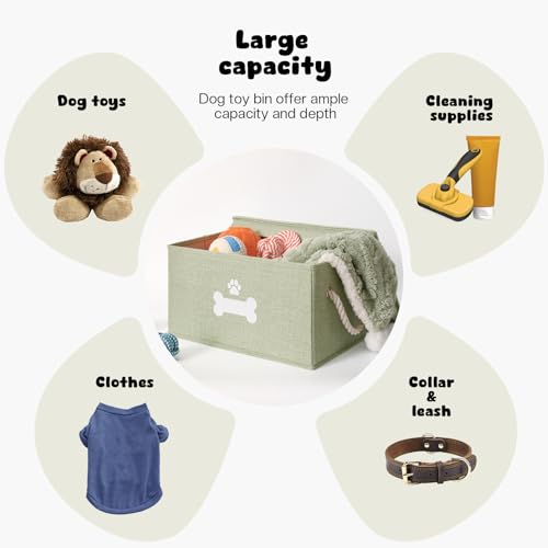 Dog Toy Basket with Lid (Green / Medium)