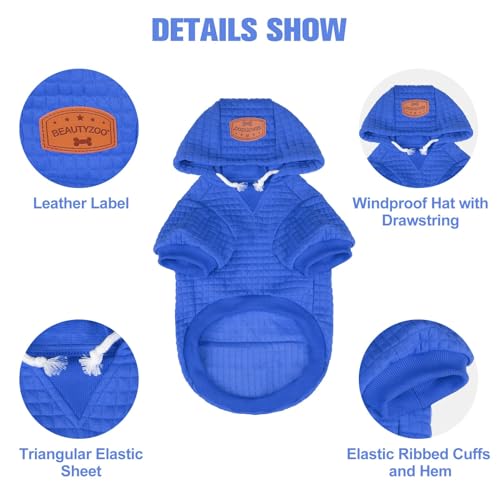 Dog Hoodies Sweater for Small Dogs (Blue / S/M (Back: 14",Chest: 19", Neck: 12"))
