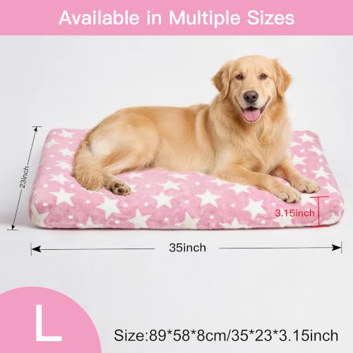 Orthopedic Dog Bed for Large Dogs (L(35"*23"*3.1") / Big&Little Stars Pink-1pc)