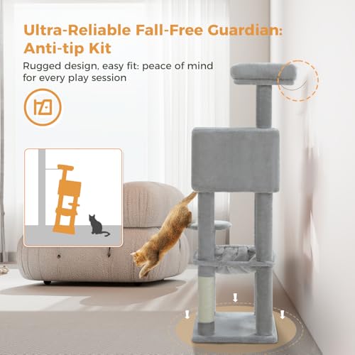 44.5" Cat Tree with Metal Hammock (Grey / 44.5in)