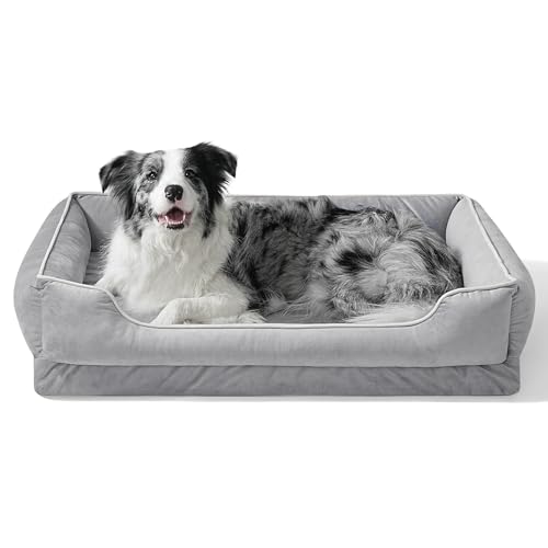 FAIRYPET Orthopedic Dog Bed for Medium to Large Dogs & Cats (grey)
