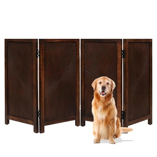 Freestanding Pet Gate (Burnt / 56"x28" Plain 4 Panels)