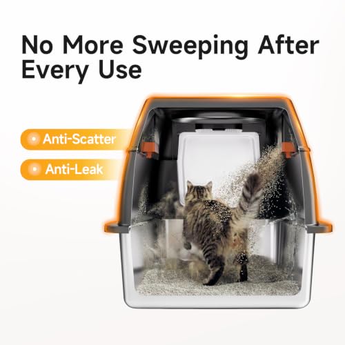 XL Enclosed Stainless Steel Litter Box with Lid (Black)