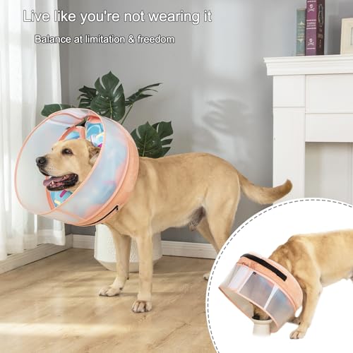 Inflatable Dog Cone Collar with Enhanced Anti (Medium+ / Donut Blue)