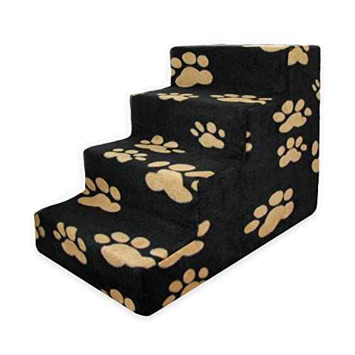 Dog Stairs & Steps (Paw Print on Black / H: 18 Inches)