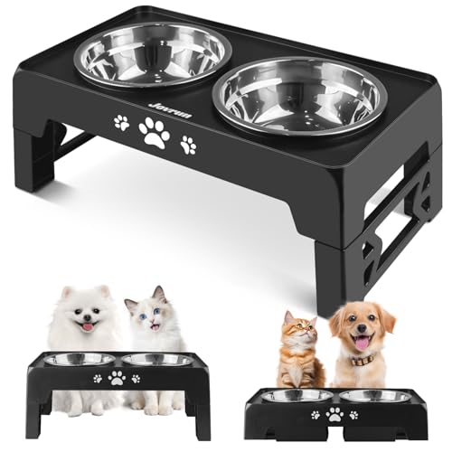 Elevated Dog Bowls for Small Dogs and Cats (for Small Dogs and Cats 2 Basic Bowls / Black)