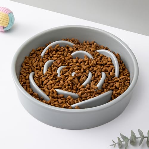 8.25'' Ceramic Slow Feeder Dog Bowls (8.25 inch / Grey)