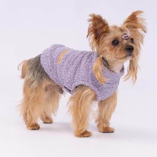2 Pack Striped Fleece Dog Sweater (Large / Pink-Lavender)