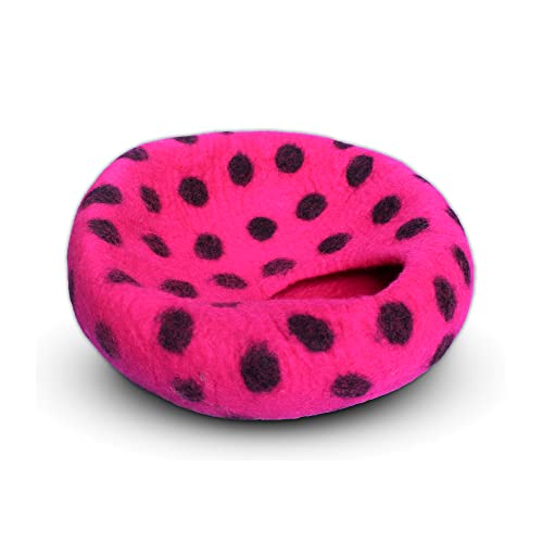 Premium Felt Cat Cave Bed (Pink Polka)