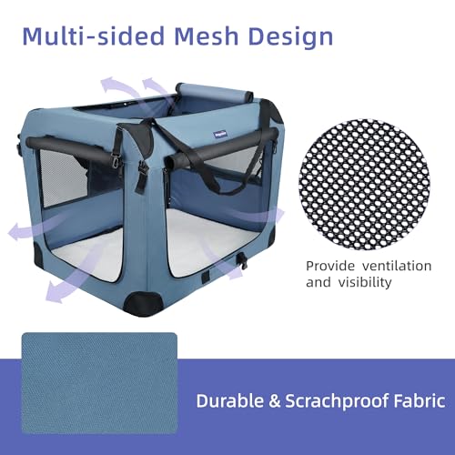 Collapsible Dog Crate (Blue / 40.0"L x 27.0"W x 27.0"H)