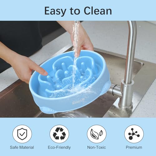 2 Pack Slow Feeder Dog Bowls (A-LightBlue&DarkBlue / Large)