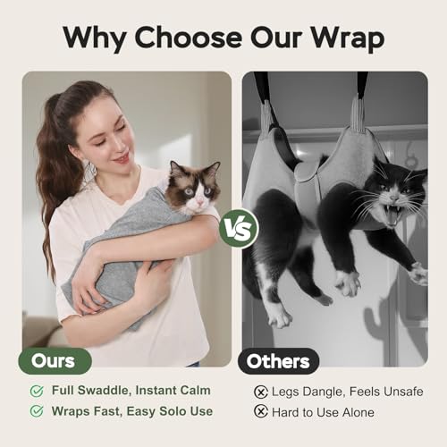 Cat Wrap for Cutting Nails (L(15-28lbs) / Grey)