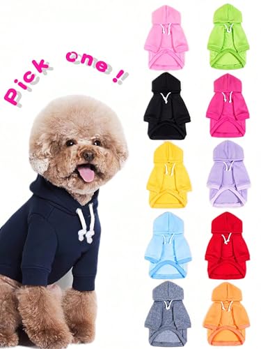 Basic Dog Hoodie Sweatshirt Puppy Sweater Warm Cat Costumes Pet Clothes for Chihuahua Puppy Kitten Small Medium Dogs Yellow Small (Small / Yellow)