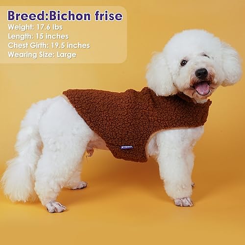 Sherpa Dog Coat Reversible Dog Jackets for Small Dogs (Medium (10-15lbs) / Brown)