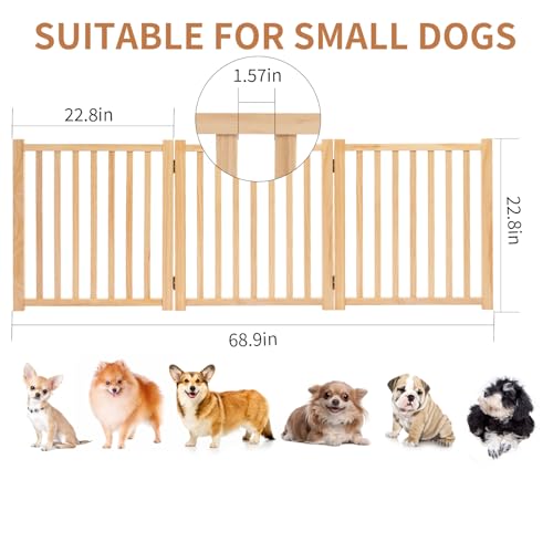Non Painted Wooden Freestanding Dog Gates (【3 Panel】-23“ H)