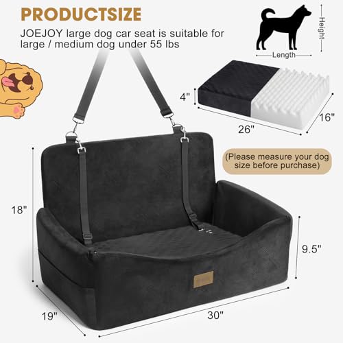 Dog Car Seat for Large Medium Sized Dogs Under 55 lbs (Black / Medium/Large)