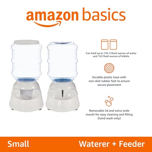 Automatic Pet Water Dispenser and Gravity Food Feeder Set for Cat and Dog (Waterer + Feeder / Small)
