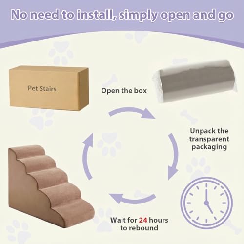 Dog Stairs for High Beds (Fleece Brown)