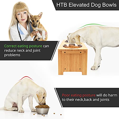 Elevated Dog Bowls (large-10"tall,48 Oz bowl / Bamboo)