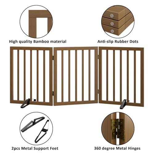 Dog Gate for Stairs (Black Walnut / 3 Panel - 55 inches Wide)