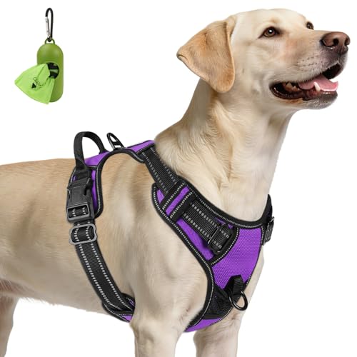 No Pull Dog Harness for Large Dogs (Large / Purple)