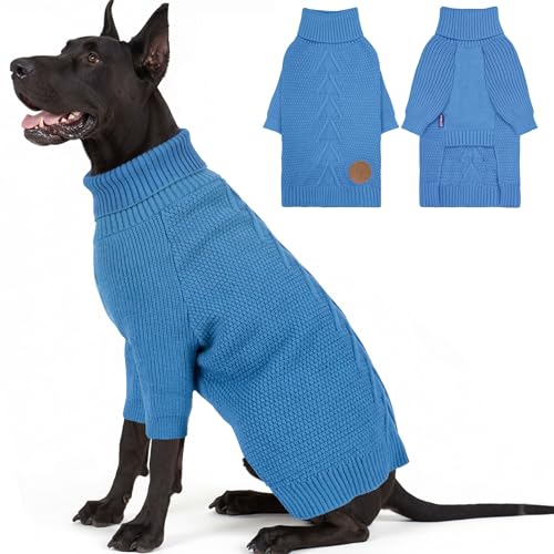 Dog Sweater Long Sleeve Warm Sweaters for Giant Breed Dogs Boy Girl (Light Blue / XXXX-Large)