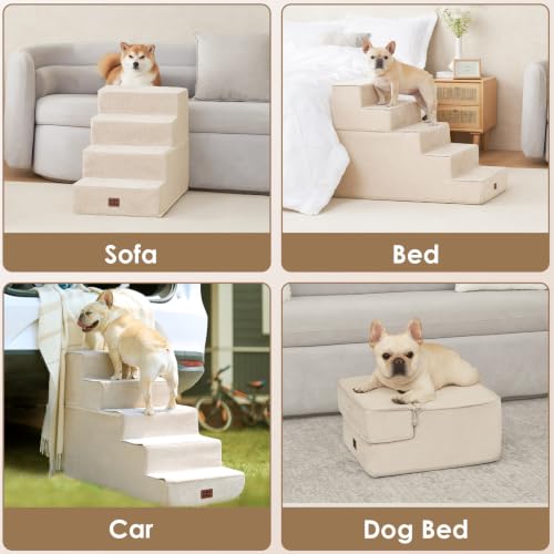 Dog Stairs 13.5" H (Beige / Extra Wide 16.5" x 21" x 13.5")