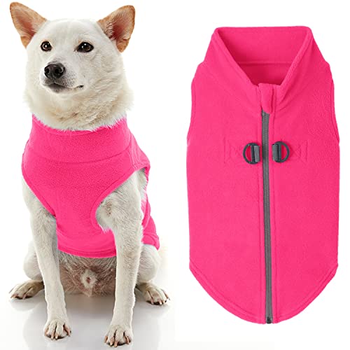 Zip Up Fleece Dog Sweater (Large chest (~20") / Pink)