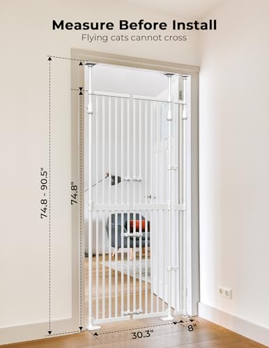 Extra Tall Cat Gate for Doorway (74.8"-90.5" H x 30.3"-38.2" W)
