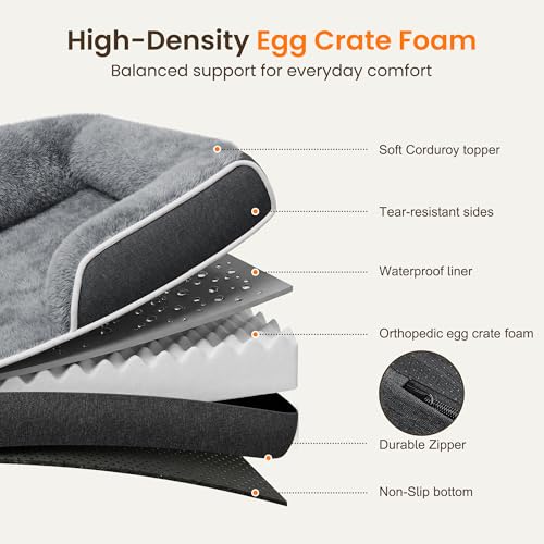 Orthopedic Dog Bed for Giant&Multiple Dogs (Dark Grey / 53.0"L x 42.0"W x 8.0"Th)