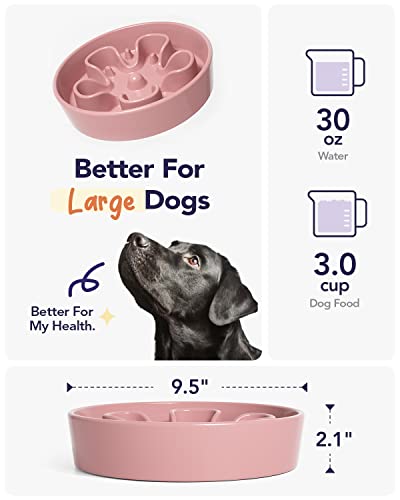 Slow Feeder Dog Bowls Ceramic (Pink Bloom / L-3 Cups)