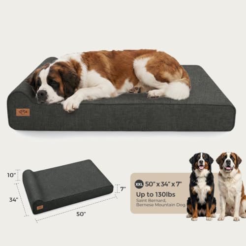 7" Thick Orthopedic Dog Beds for Extra Large Dogs (XX-Large / Style B-Black)