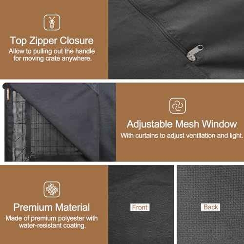 24 Inch Dog Crate Cover with Mesh (24.0"L x 18.0"W x 20.0"H / Black)