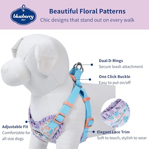 Soft & Comfy Made Well Lovely Floral No Pull Mesh Puppy Dog Harness Vest in Lavender ((14" - 16") Chest Girth (Pack of 1) / Lavender)