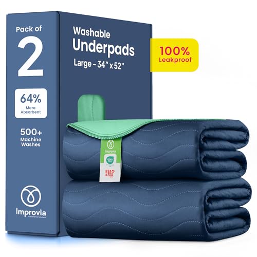 Washable Underpads (Navy / 34"x52" (Pack of 2))