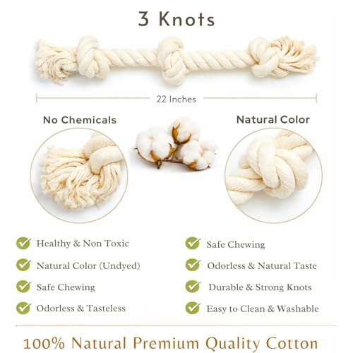 Dog Rope Toys for Large (3 knots (Pack of 2))