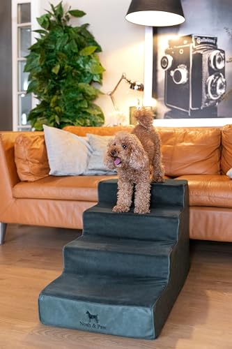 Dog Stairs Dog Ramp for Bed ((4 Step) Dark Green)