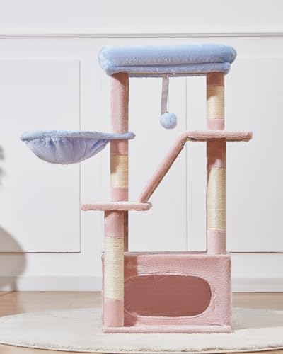 Cat Tree 38.5In Cat Tower for Indoor Cats (Pink and Blue / 38.5 Inches)