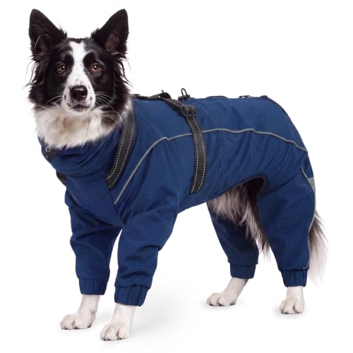 Dog Raincoat Hooded Full Body Coverage (Blue / Large(Chest:24.41"))
