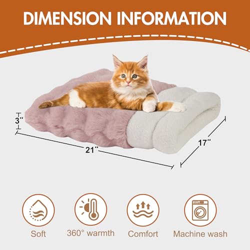 3 in 1 Semi Enclosed Self Warming Burrow Cat Bed Sleeping Cave (Pink)