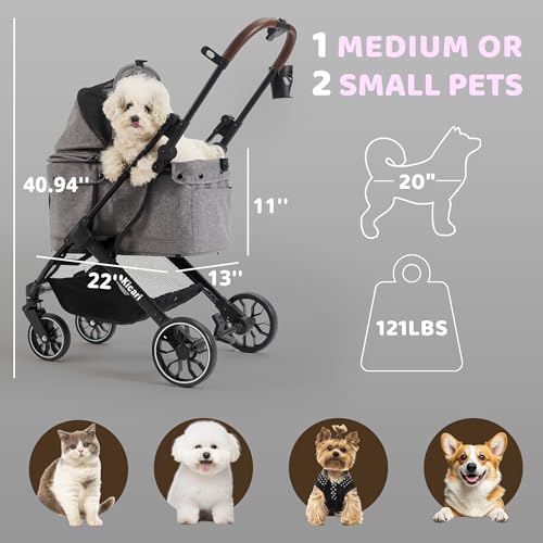 All Terrain Dog Stroller for Small to Medium Dogs (Charcoal Gray)