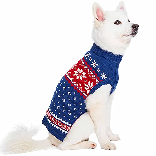 Christmas Snowflake Dog Sweater in Navy Blue (16 inch (Pack of 1) / Snowflake - Navy Blue)