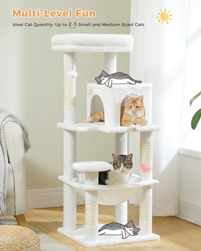 45.7" Cat Tree with Hammock (White / 45.7in)
